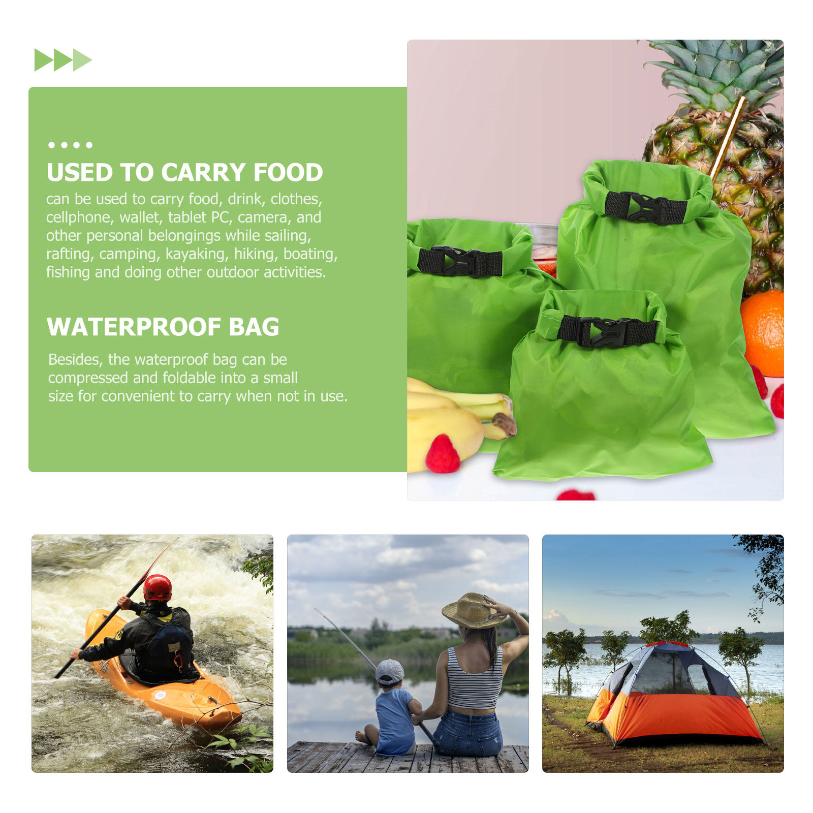 3個セット アウトドア 防水 ドライバッグ 収納ポーチ 圧縮 - Fishing Kayak Storage Bag のレビューと価格
