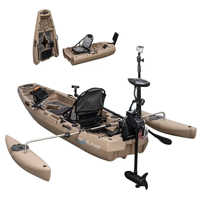 9.5フィート 1人乗り 折りたたみ式プラスチックボート 釣 - Fishing Kayak Pedal Drive のレビューと価格