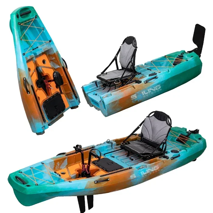 9.5フィート 1人乗り 折りたたみ式プラスチックボート 釣 - Fishing Kayak Pedal Drive のレビューと価格