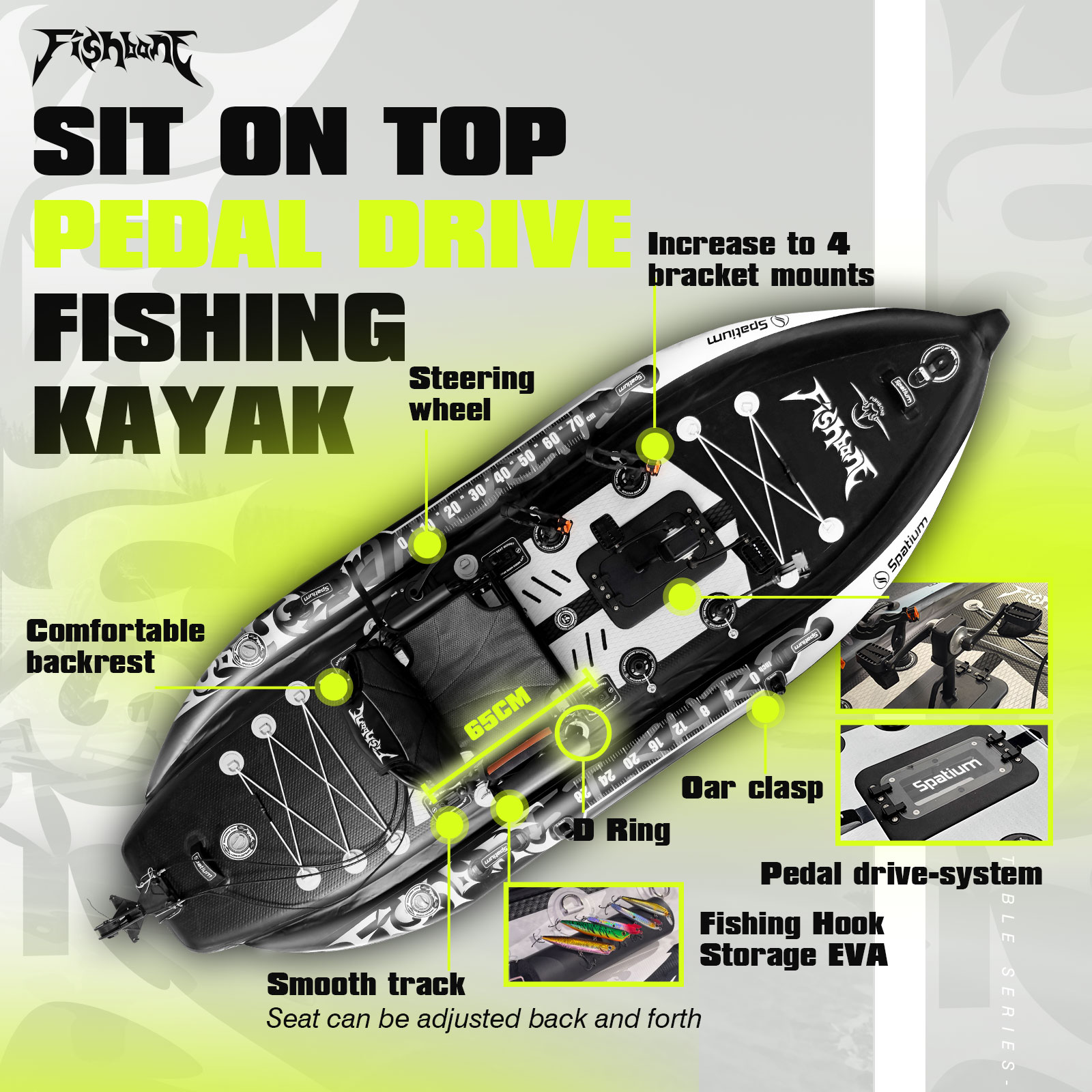 スペースペダルカヤック インフレータブルフィッシングカヤック - Fishing Kayak Pedal Drive のレビューと価格